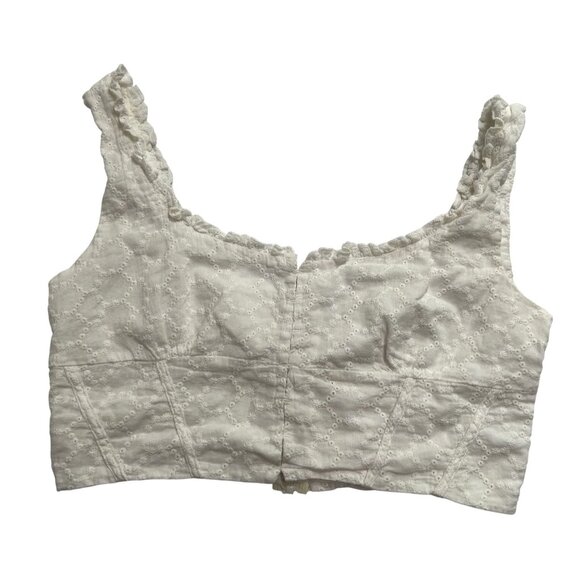 Peppermayo Ruffle Crop Top in White - Picture 1 of 3